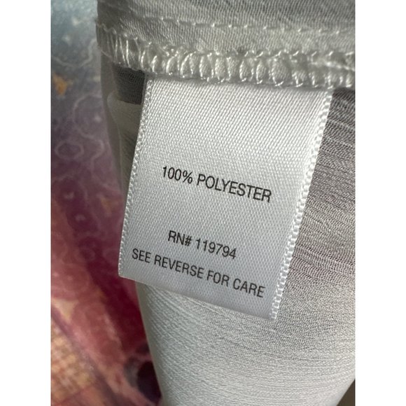 Unity Woman sz 2X multi print purple ruched sleeve split v neck lined Boho top - Picture 6 of 10